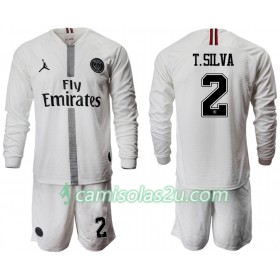 Camisolas de Futebol Paris Saint-Germain T.SILVA 2 Jodan Branco Criança Equipamento 3ª 2018/19 Manga Comprida